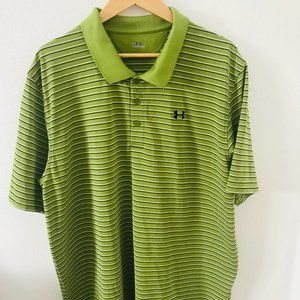Under Armour Polo Shirt, Men's Shirt, Sz XXL, Golf, Sport, Striped, Green, NWOT